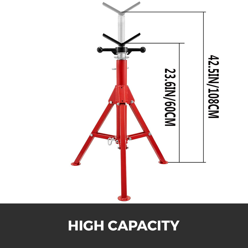 V Head Pipe Stand, Adjustable Height 24-42, 2500 lb. Load Capacity, Carbon Steel N180