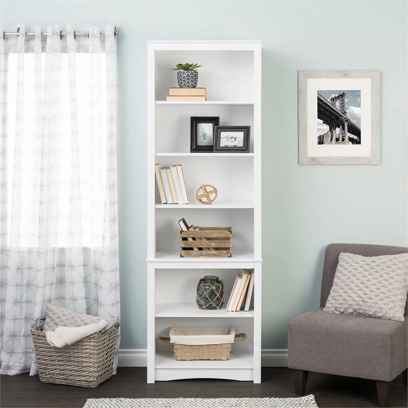 6 Shelf White Bookcase V248