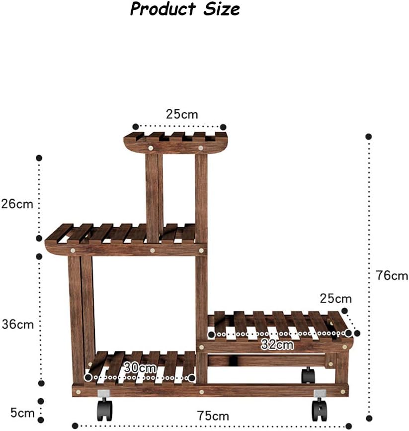 Multi-Layer Wooden Plant Stand with Wheels E7916