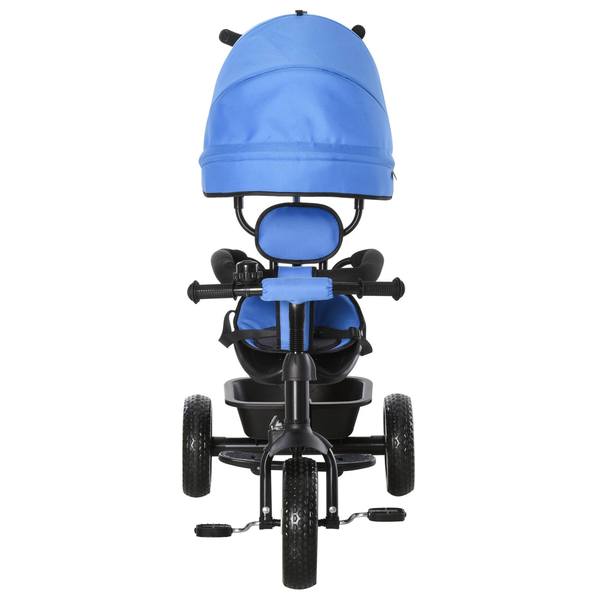 Blue 2 in 1 Baby Tricycle Stroller with Adjustable Canopy Detachable Guardrail Safety Belt K9569