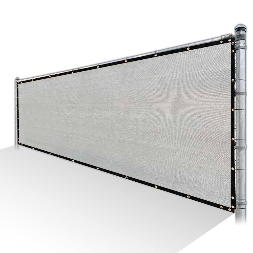 Grey Privacy Fence Screen HDPE Mesh Windscreen with Reinforced Grommets P5394