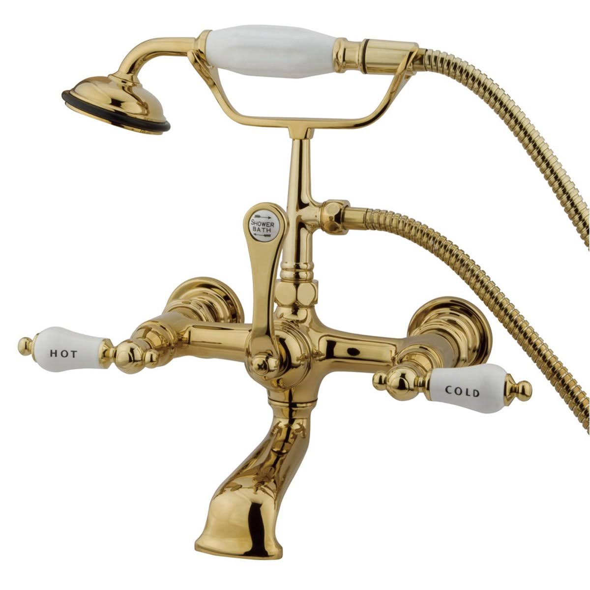 Vintage Satin Nickel Wall Mount Clawfoot Tub Filler with Hand Shower I912208
