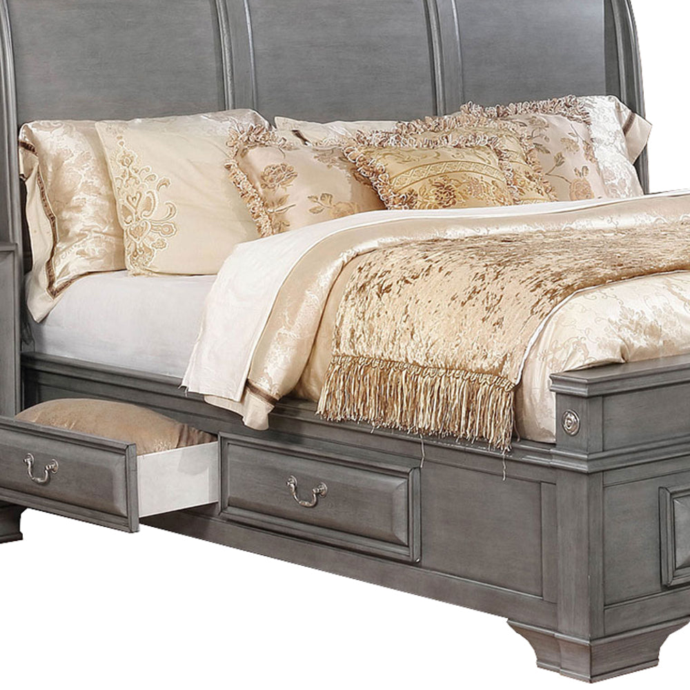 Gray Wooden Queen Size Bed with Storage Drawers X87903