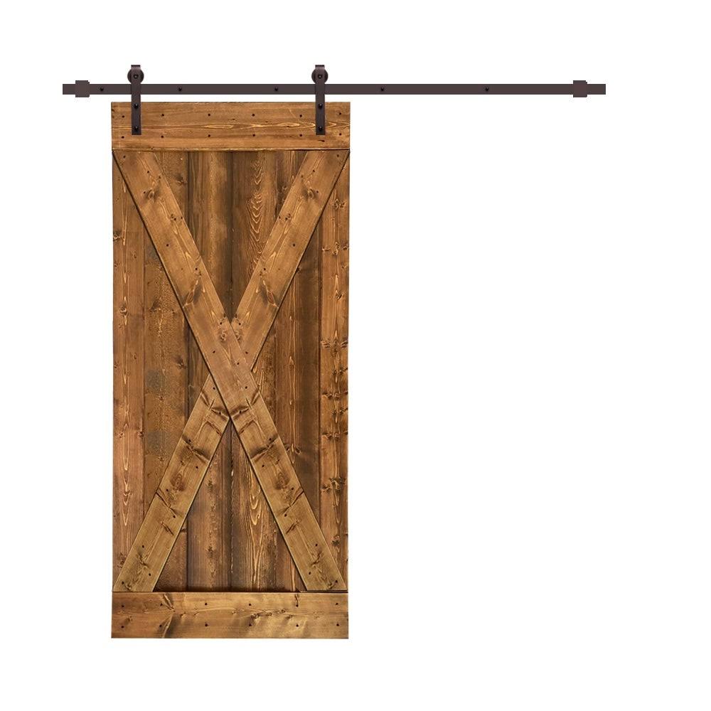 Ocean Blue Stained Wood Interior Sliding Barn Door with Hardware Kit G8572