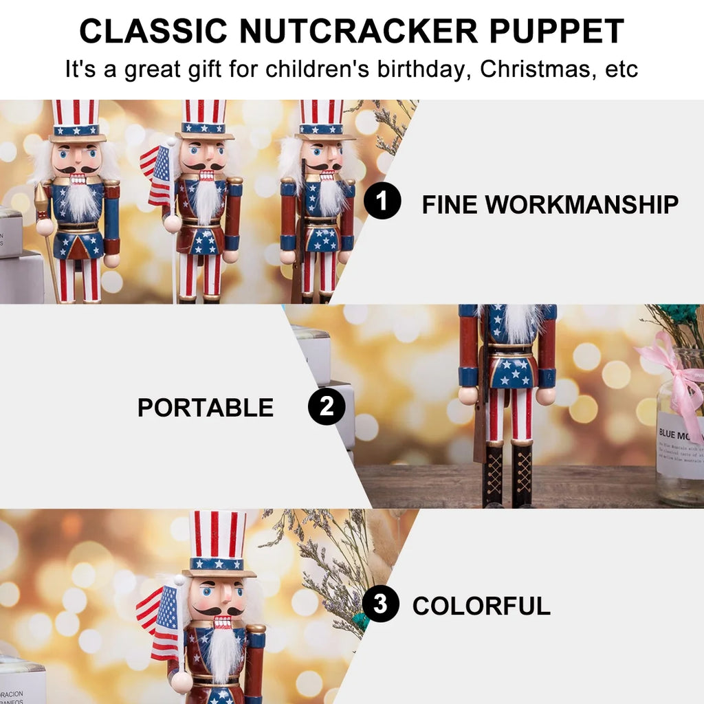 Patriotic Wooden Nutcracker Soldier Decoration Doll D50653