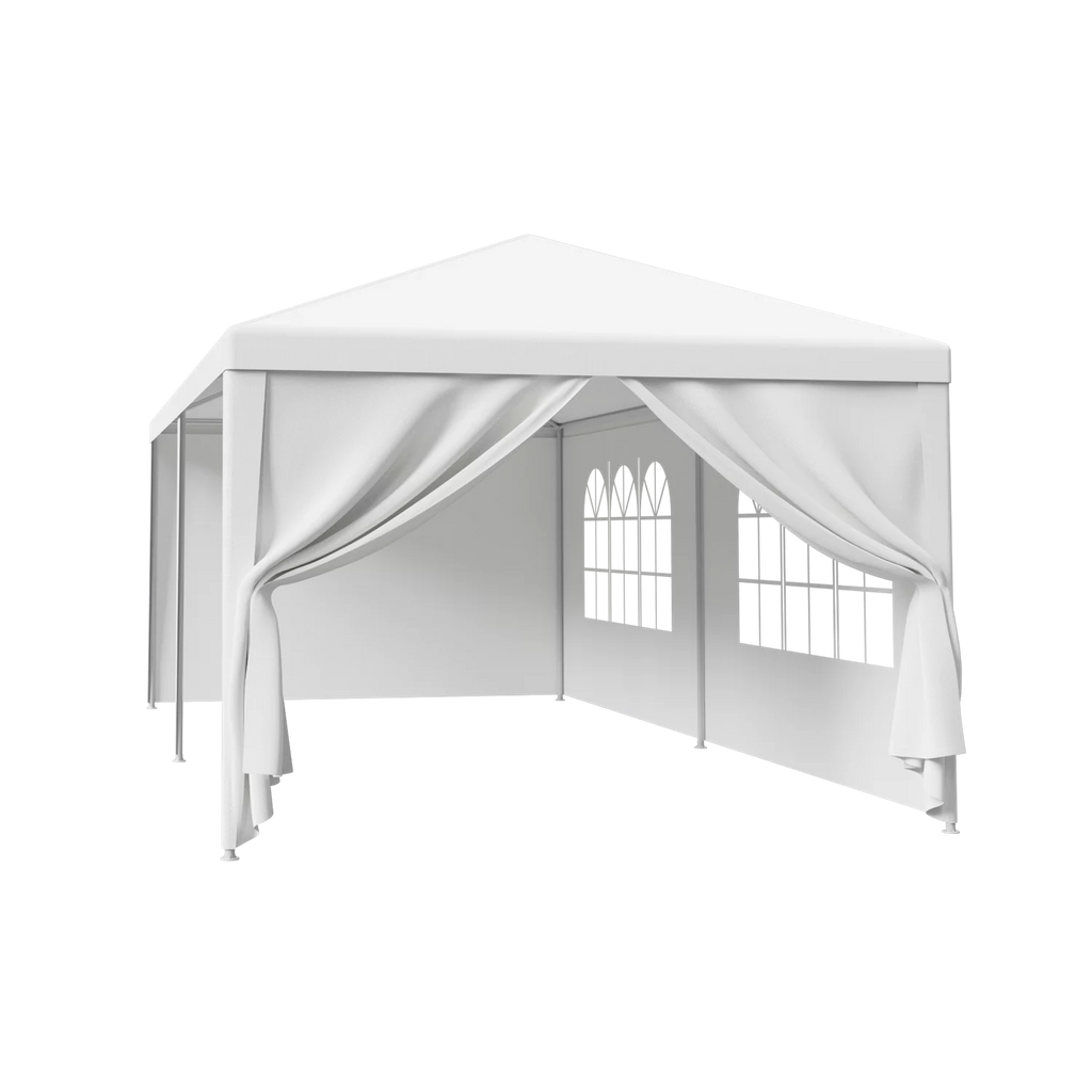 White 10x20FT Outdoor Gazebo Canopy Tent with 6 Removable Walls D766