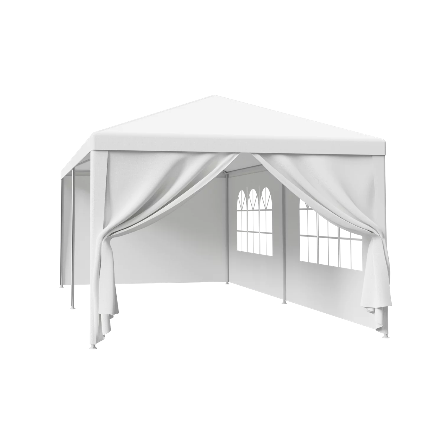 White 10x20FT Outdoor Gazebo Canopy Tent with 6 Removable Walls D766