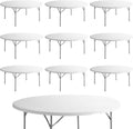 10 Pack 72 Inch Round Heavy-Duty Granite White Plastic Folding Table G682699