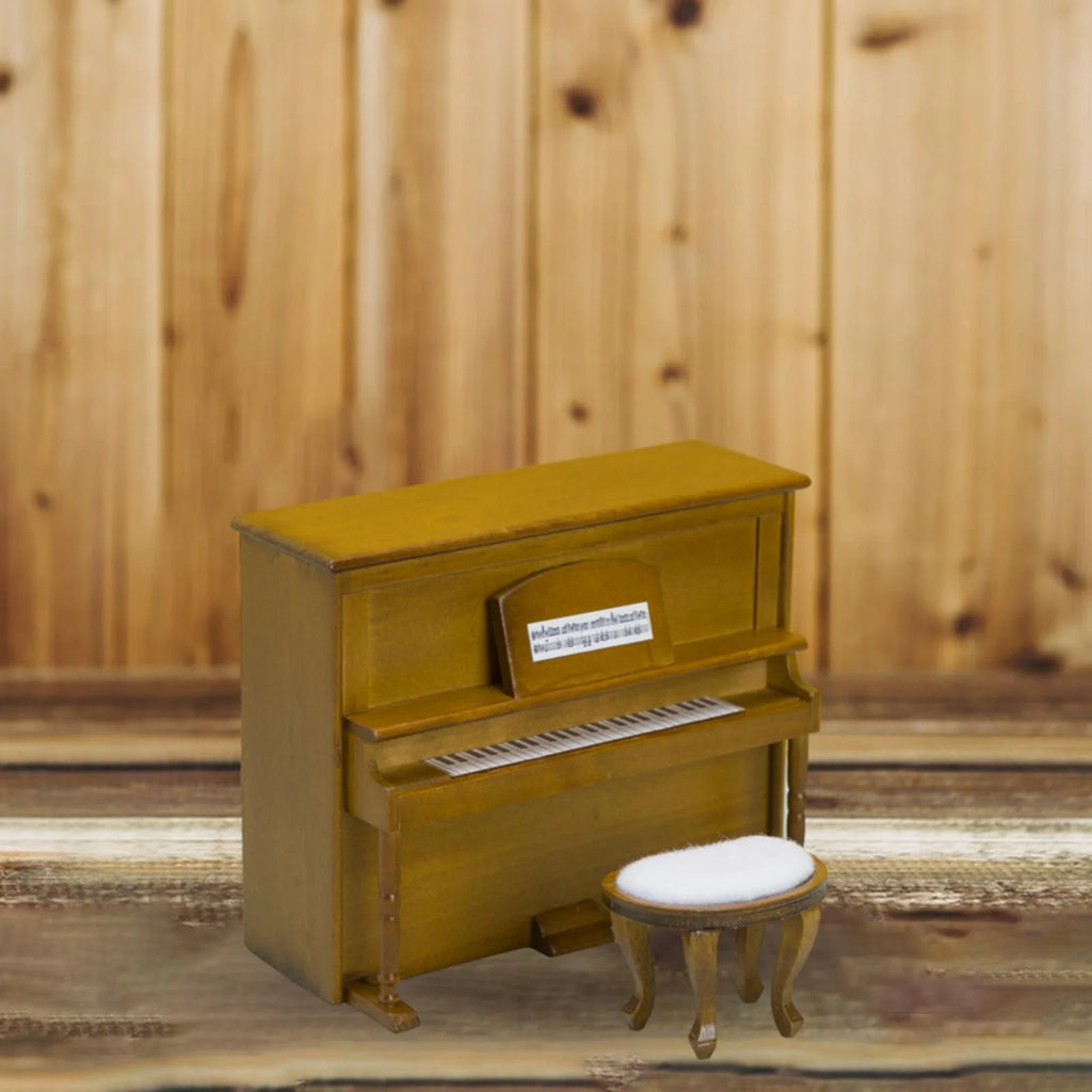 Walnut Miniature Upright Piano with Stool S342