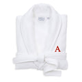 White Turkish Cotton Waffle Terry Bathrobe with Satin Piped Trim B391
