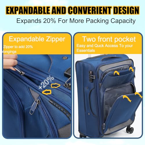 3pcs Softside Luggage Set with Spinner Wheels and TSA Lock J594031