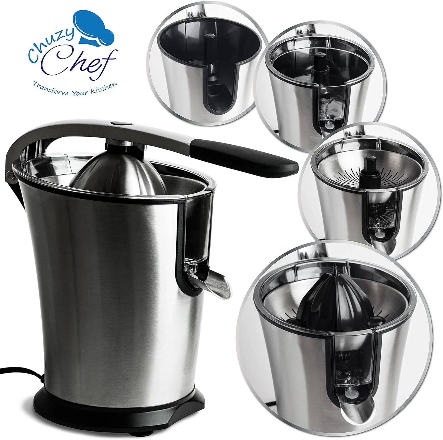 Stainless Steel Electric Citrus Juicer with Anti-Drip Citrus Press 300 Watt Motor K711