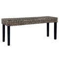 Black Natural Kubu Rattan and Solid Mango Wood Bench G677