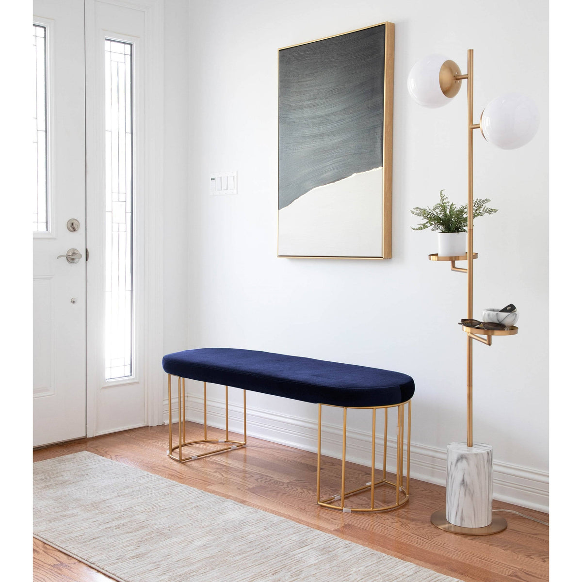 Gold and Green Velvet Dining Bench S355