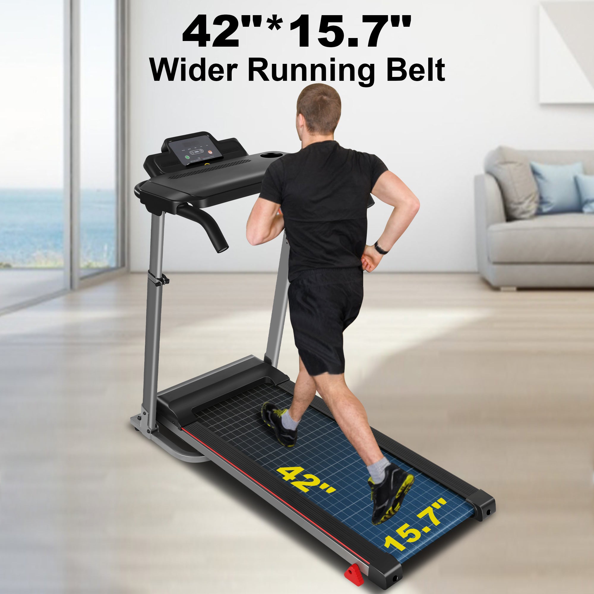 2.5 HP Portable Folding Treadmill with Incline（Gray） B769325