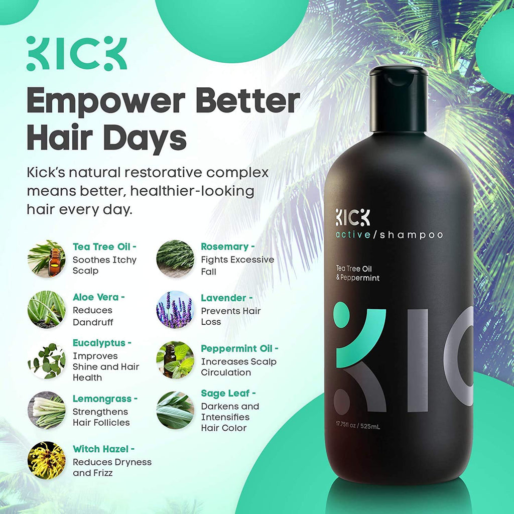 Sulfate Free Peppermint and Tea Tree Oil Shampoo for Men - 509 ml T398