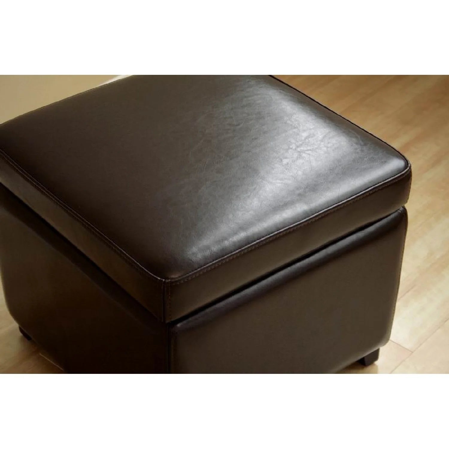 Dark Brown Faux Leather Storage Cube Ottoman X470517