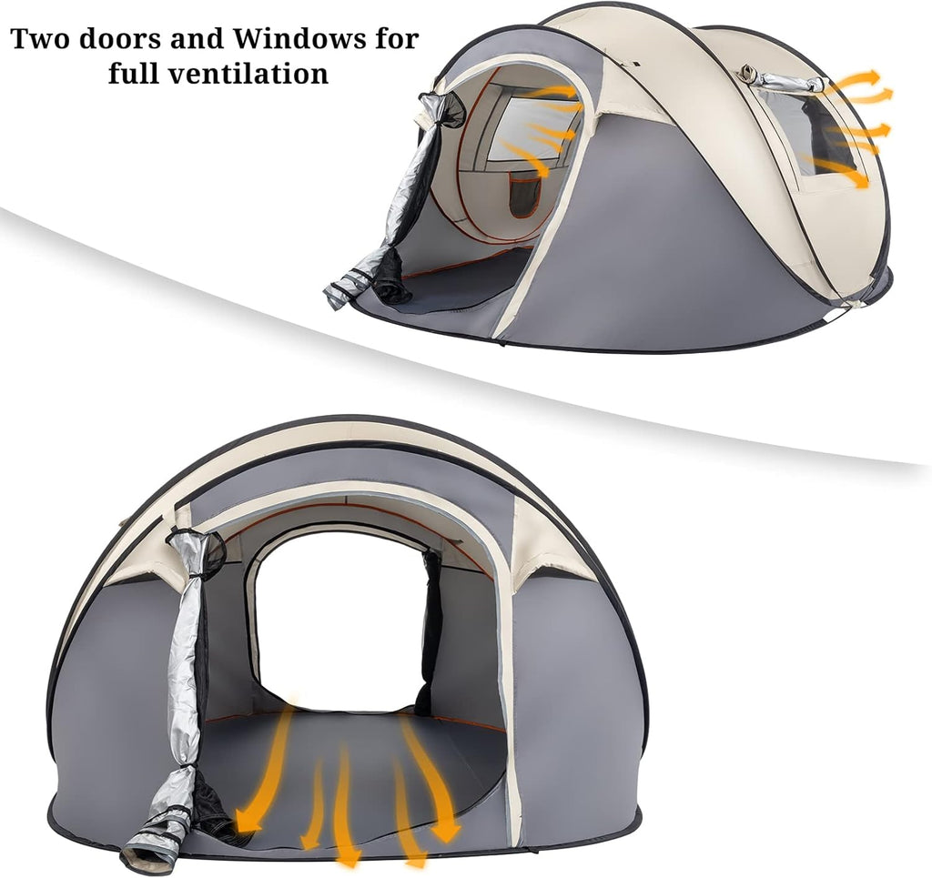 4 Person Pop Up Waterproof Camping Tent with 2 Doors E461