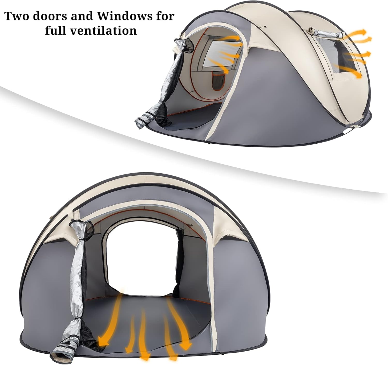 4 Person Pop Up Waterproof Camping Tent with 2 Doors E461