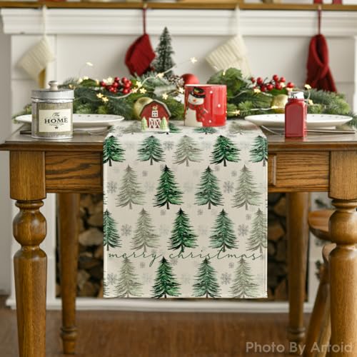 Green Christmas Table Runner 13x72 Inch E442