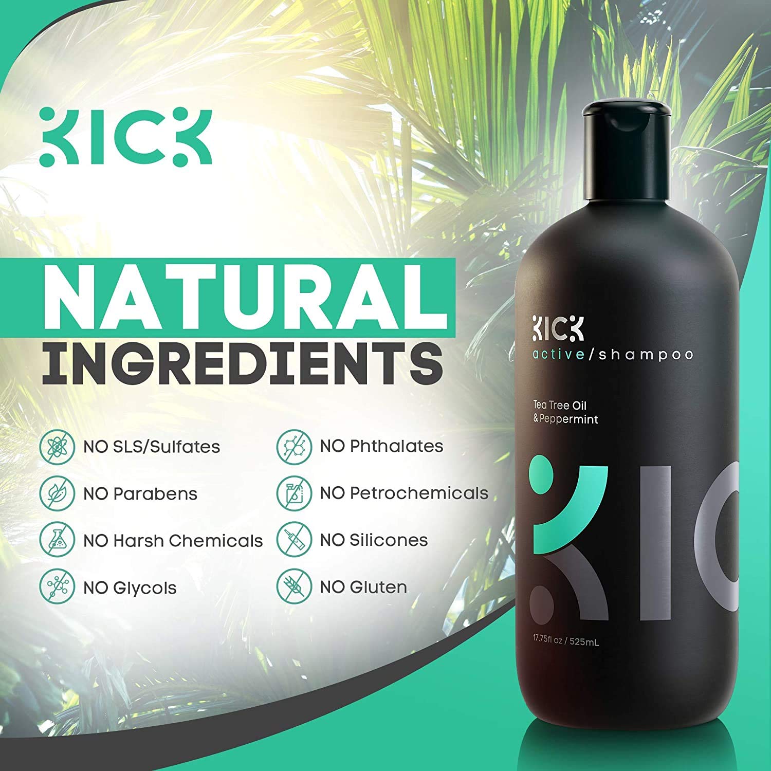 Sulfate Free Peppermint and Tea Tree Oil Shampoo for Men - 509 ml T398
