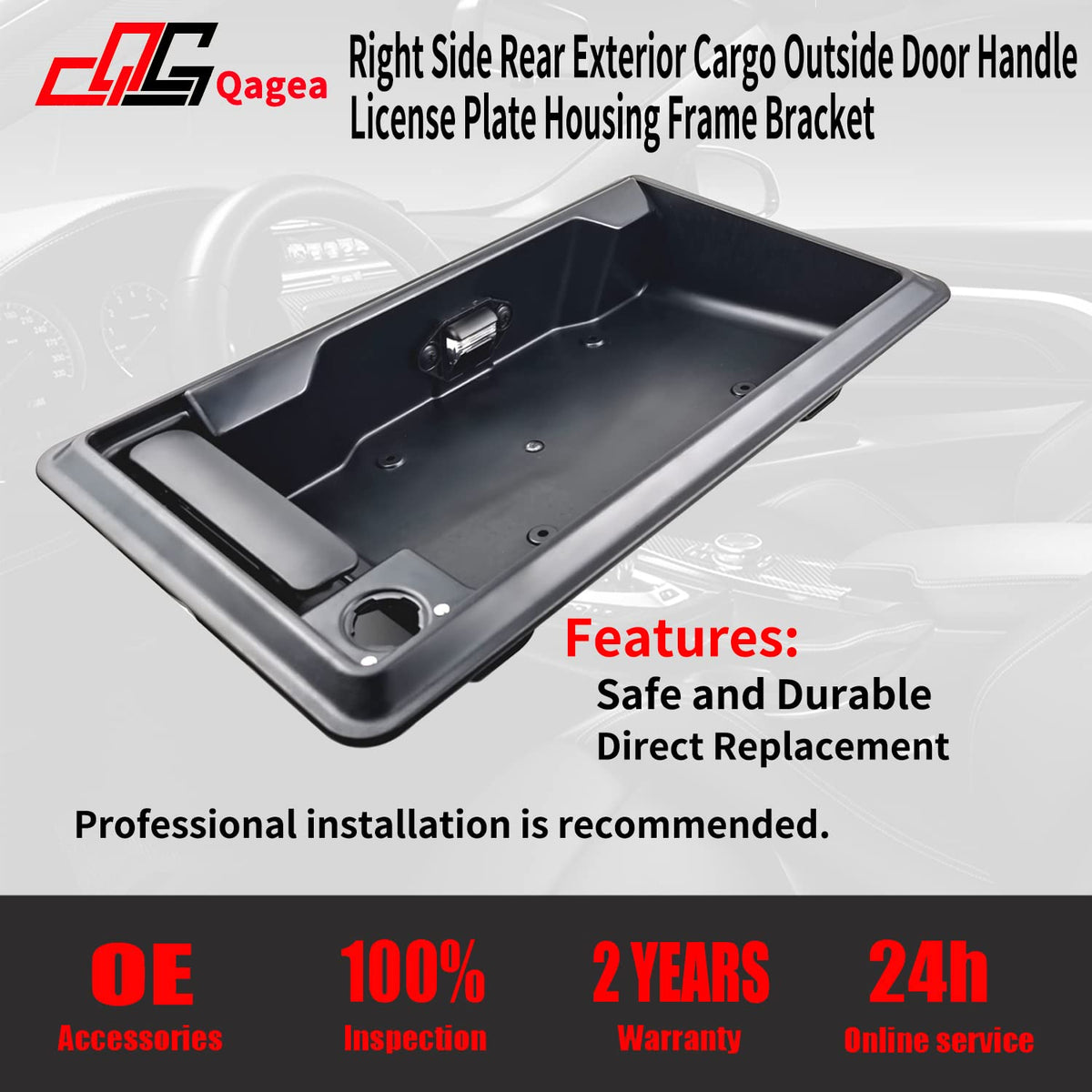 Right Side Rear Exterior Cargo Door Handle & License Plate Housing Frame Bracket for 08-21 Ford E150 E250 E350 E450, Pack of 2 D276