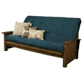Queen-size Wood Futon with Suede Blue Mattress D721