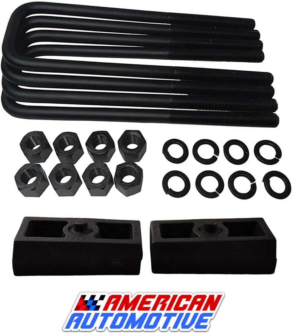 3 Rear Suspension Lift Solid Cast Iron Blocks Extra Long 12.5 Square Leaf Spring Axle U Bolts C73538