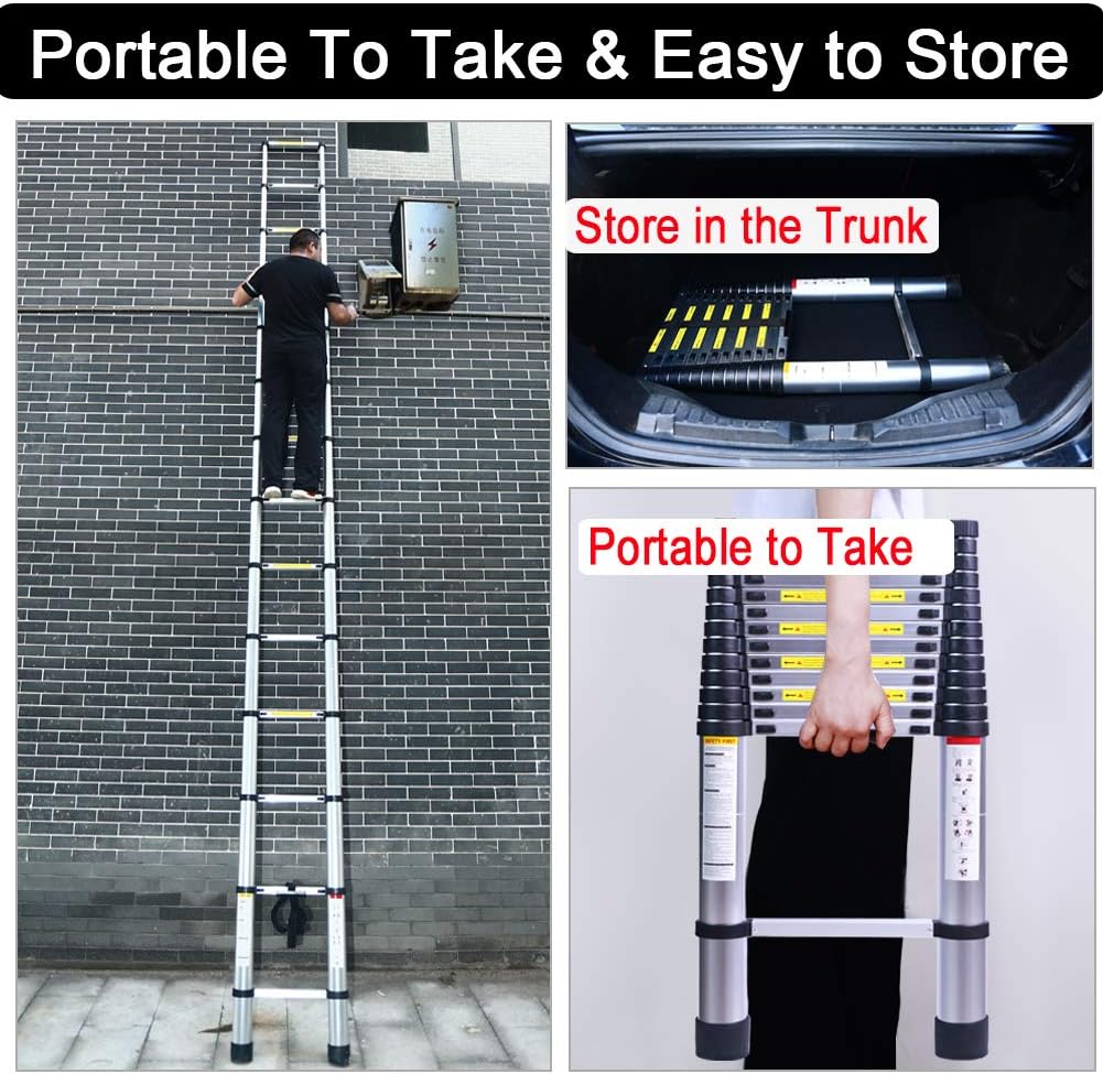 19.7FT Telescopic Extension Ladder, 330LB Capacity G40793