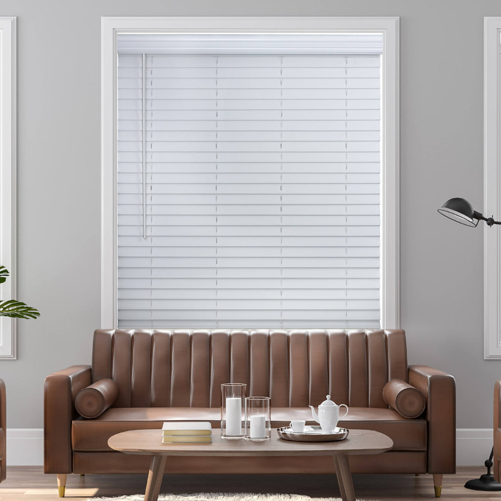 White Faux Wood Blind R626