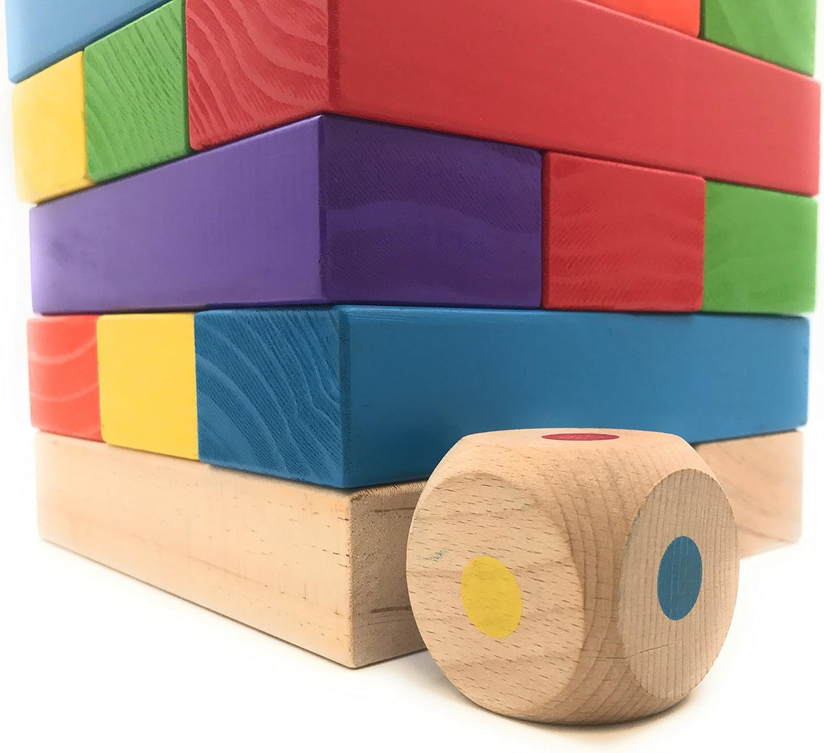 Colorful Tumbling Timber Tower with Dice and Carry Bag J94598