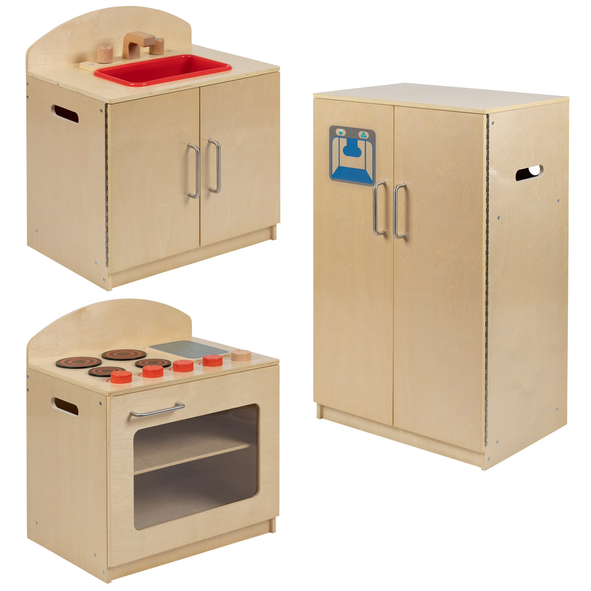 Children's Wooden Kitchen Set with Stove, Sink and Refrigerator X239