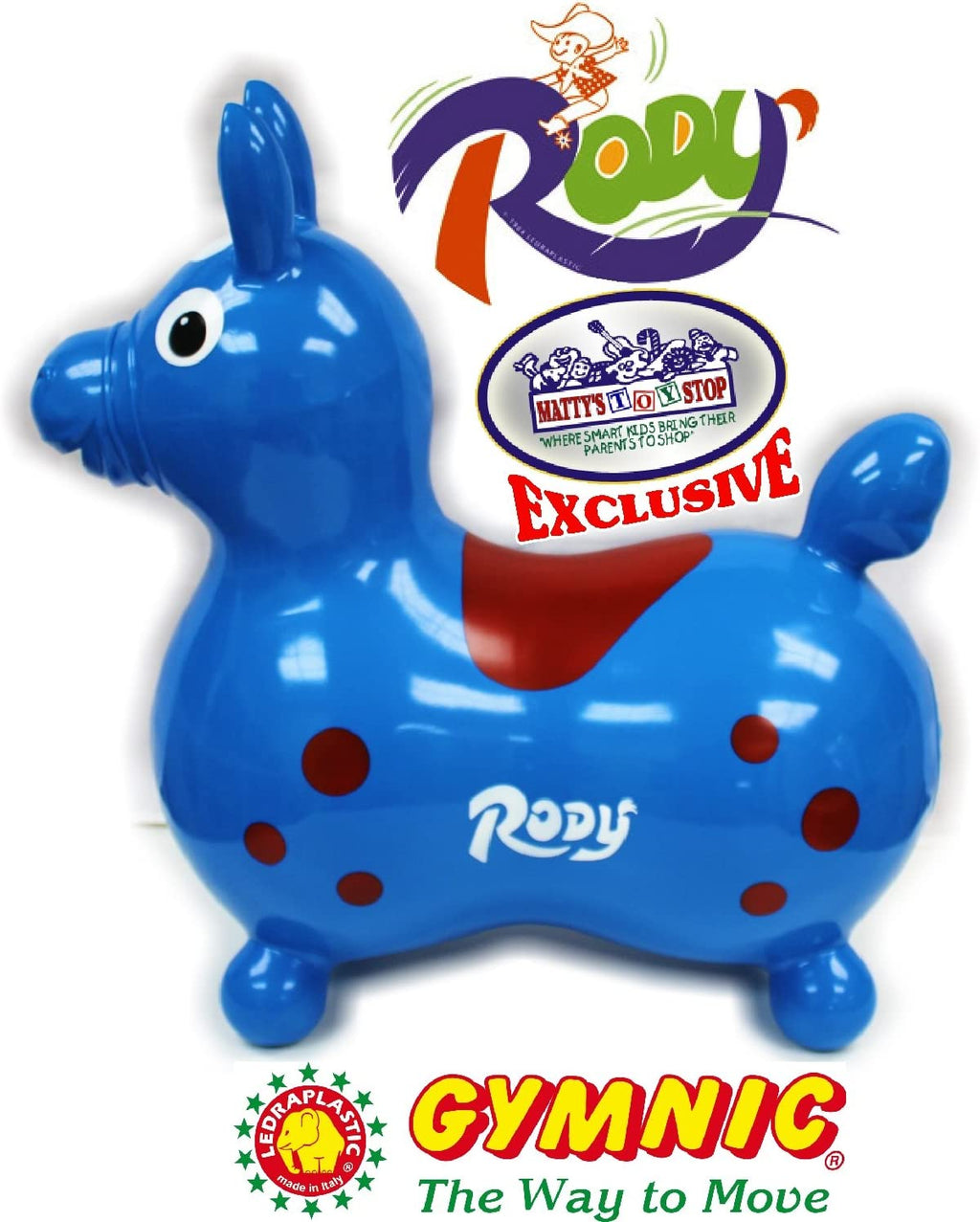 Blue & Red Inflatable Bounce Horse E400