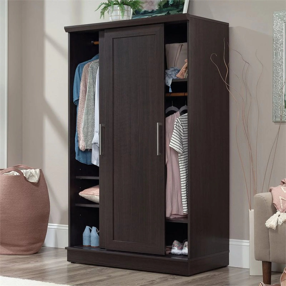 Contemporary Engineered Wood Wardrobe Armoire V93279