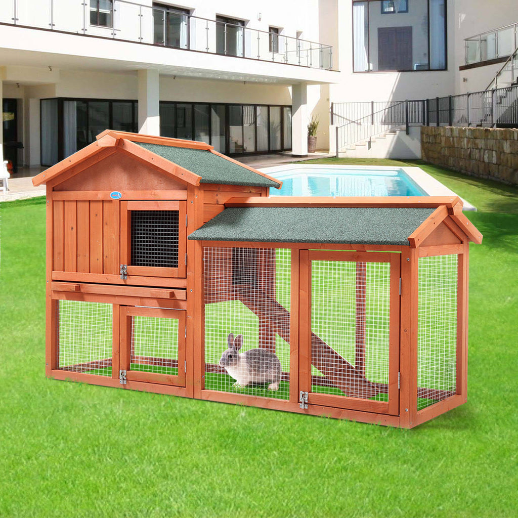 2 Story Outdoor Wooden Chicken Coop Rabbit Hutch Cage G192624