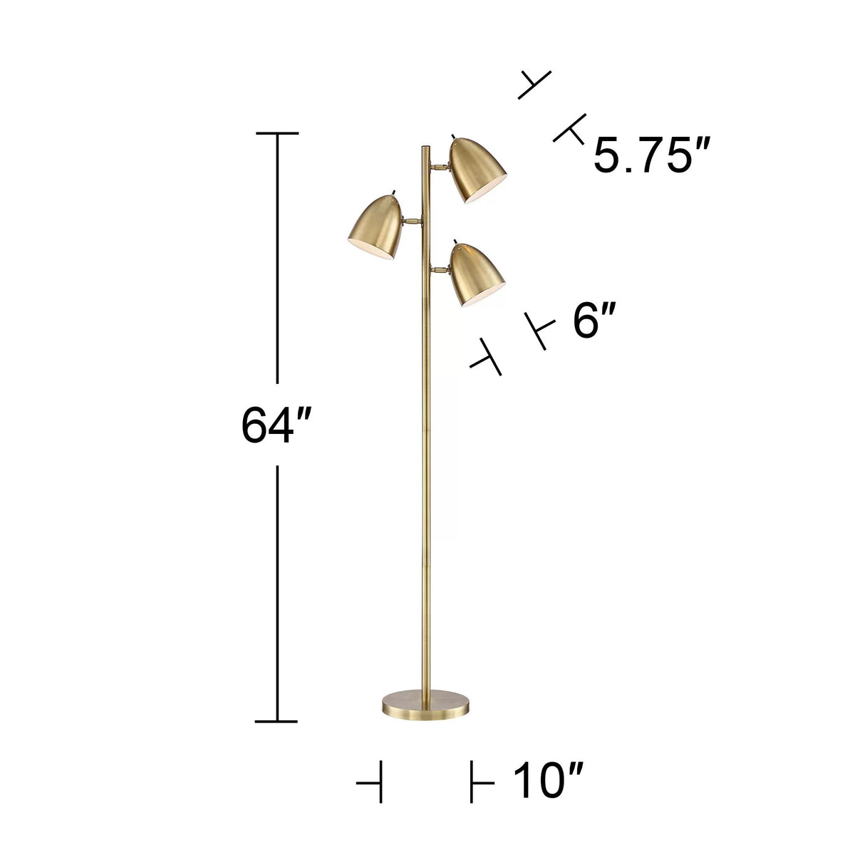 Aged Brass 3 Light Adjustable Dome Shade Floor Lamp S193