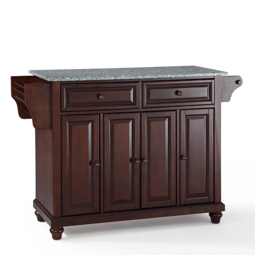 Vintage Mahogany Solid Granite Top Kitchen Island Q940308
