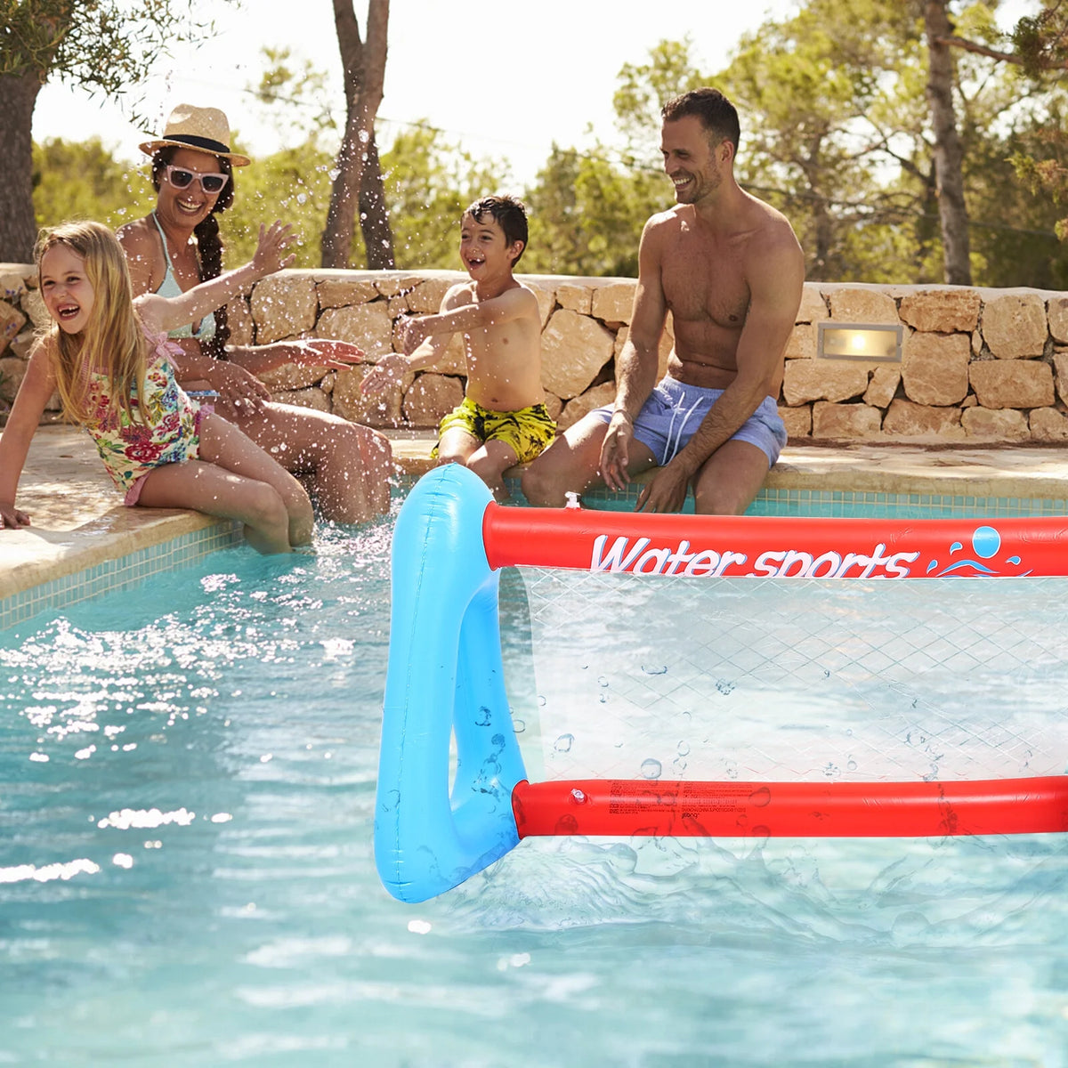 Inflatable Pool Float Set with Volleyball Net and Volleyballs I8457