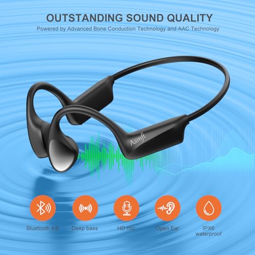Bone Conduction Headphones with HD Mic, 12hrs Playtime, IPX6 Waterproof B18275