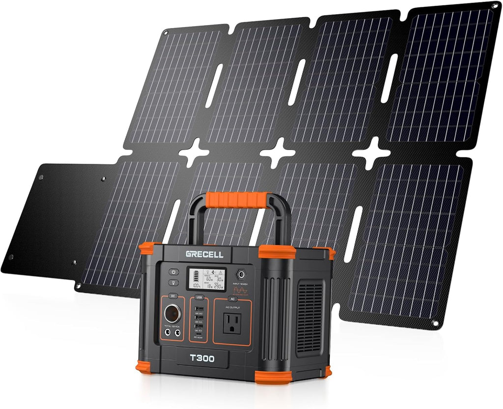 Portable Power Station 300W (Peak 600W) with 80W Foldable Solar Panel, 288Wh Solar Generator, 110V Pure Sine Wave AC Outlet Backup Lithium Battery L9750