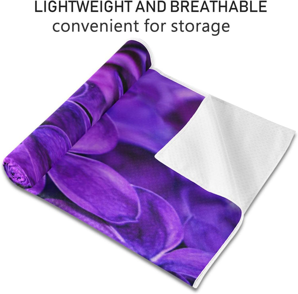Lilac Purple Floral Non Slip Yoga Towel 73x 27 Inch with Storage Bag E34716