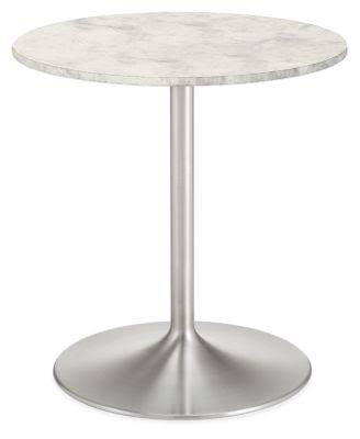 White Marbled Quartz Round Table D90326
