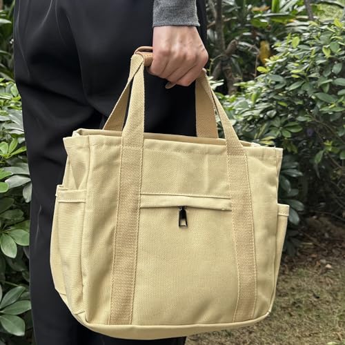Canvas Tote Bag with Multiple Pockets O309610