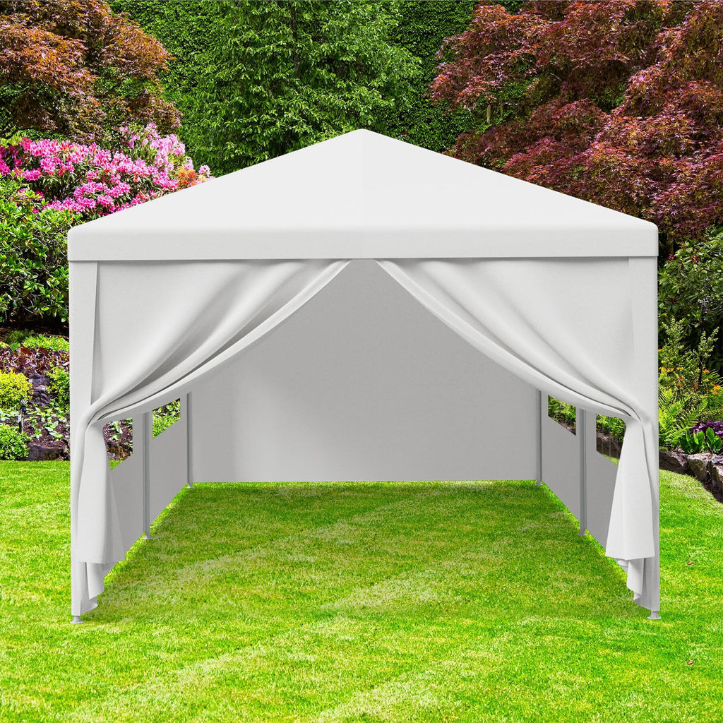 White 10x20FT Outdoor Gazebo Canopy Tent with 6 Removable Walls D766