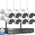 2K Wireless 8 CH NVR Kit 8Pcs 3MP WiFi Bullet Security Camera System with 3TB Hard Drive Z2941