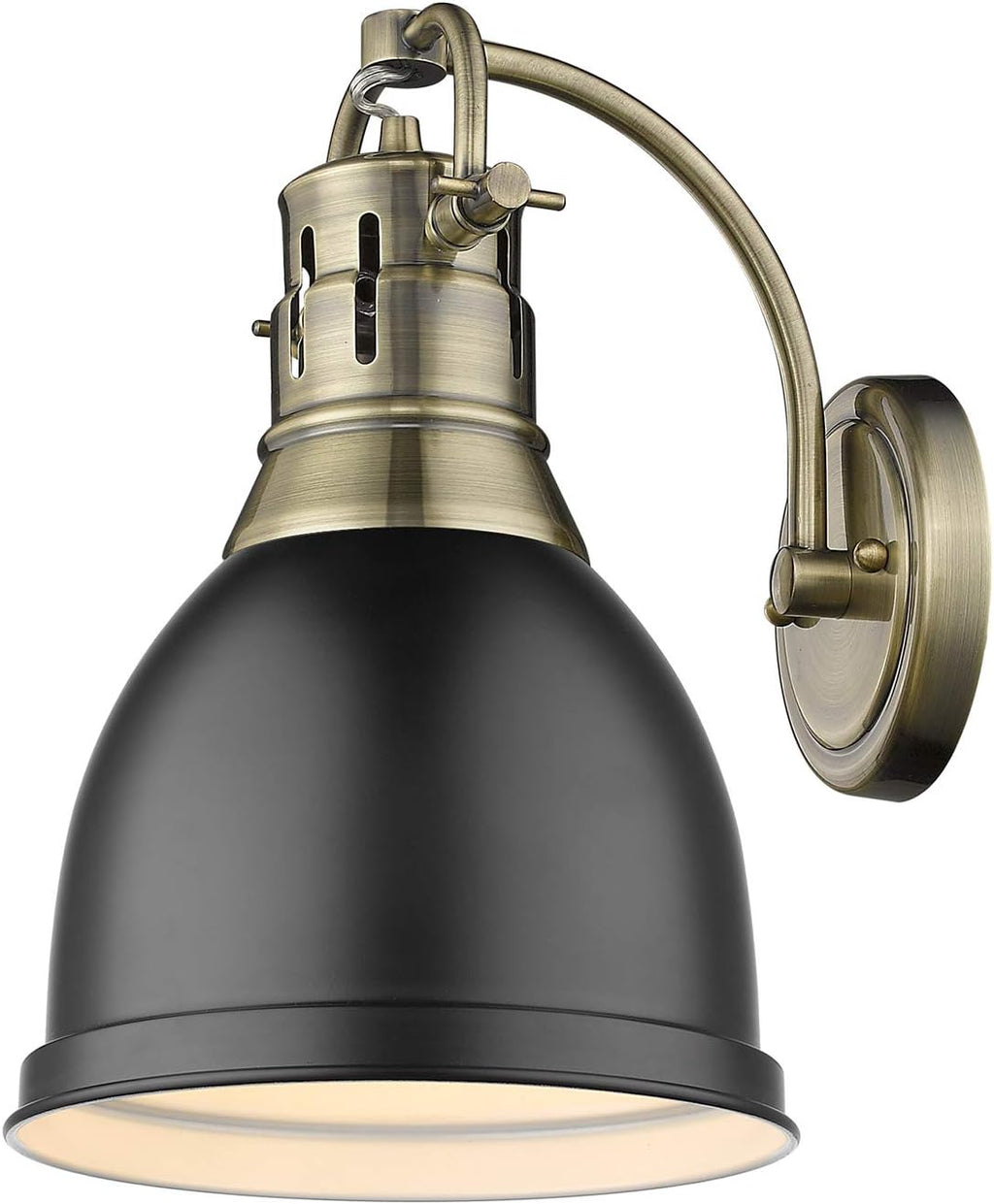 Aged Brass Sconce with Matte Black Shade T1167