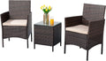 3 Pieces Outdoor Patio Furniture Set with Cushions and Coffee Table Brown Z6161