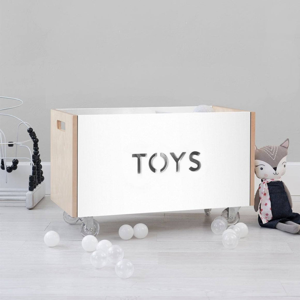 Walnut / Red Toy Box Chest on Casters Y5007
