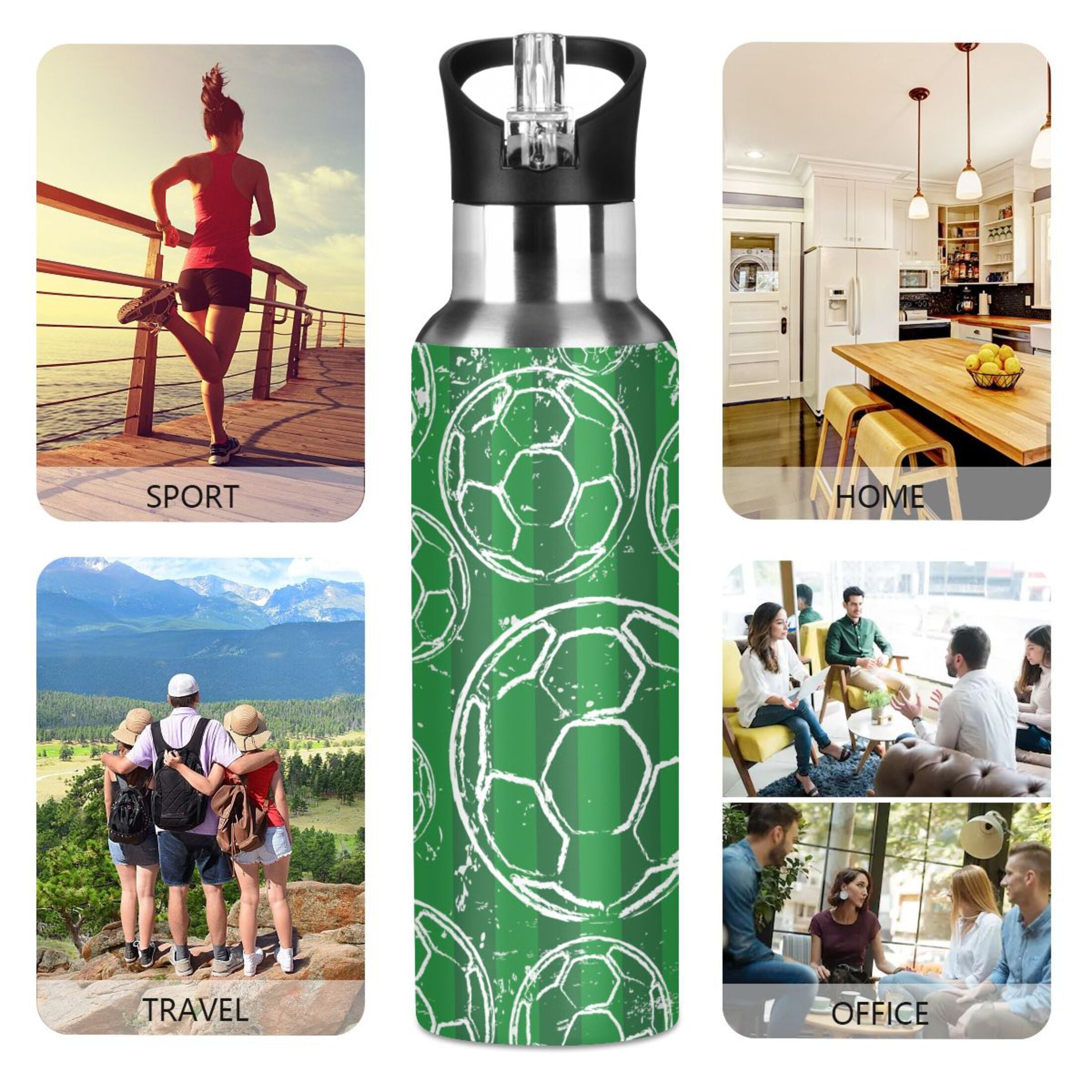 Stainless Steel Insulated Water Bottle with Straw Lid U80601