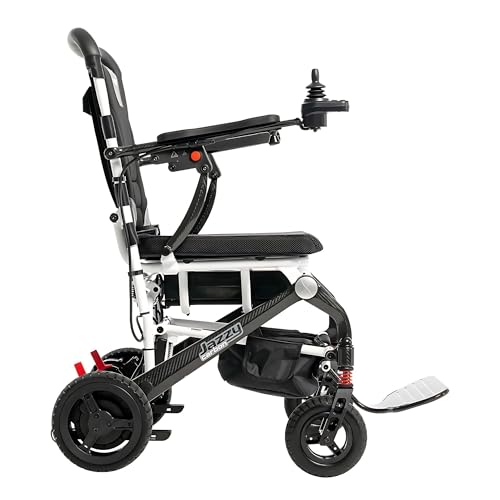 White Electric Wheelchair with 300 Lbs Weight Capacity, 12 Ah Battery, 17"x17" Black Foam Seat D9887